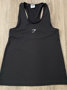 Gymshark Black Racerback Tank with White Logo